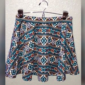 Multicolored Tribal Print Skirt
